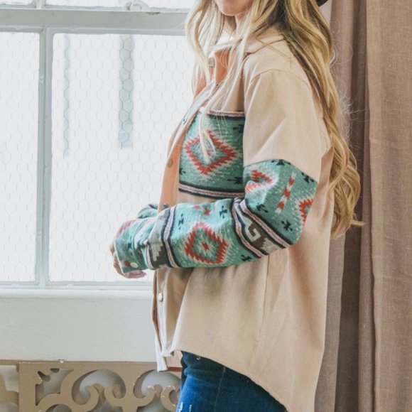 THE SHASTA LADIES AZTEC PRINT CORDUROY SHACKET - Picture 12 of 12